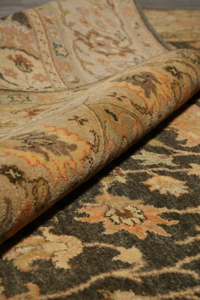 5.7 x 8.4 Vegetable Dyed Rug Natural Wool Handmade Ziegler Chobi Peshawar Rug DARK HANNAH GREEN - India #PIX-17997