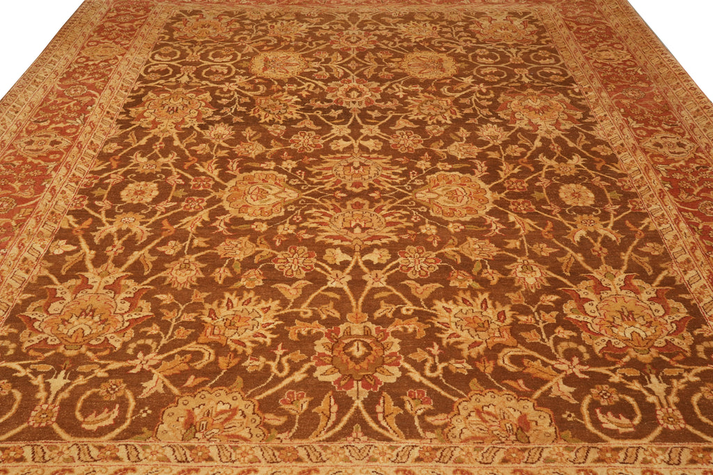 9 x 12 Unique Hand-knotted Quality Rug Natural Wool Brown Rust #F-4379