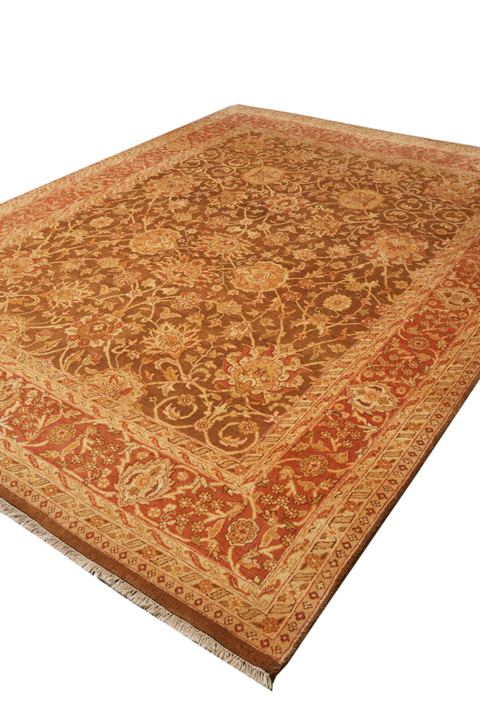 9 x 12 Unique Hand-knotted Quality Rug Natural Wool Brown Rust #F-4379
