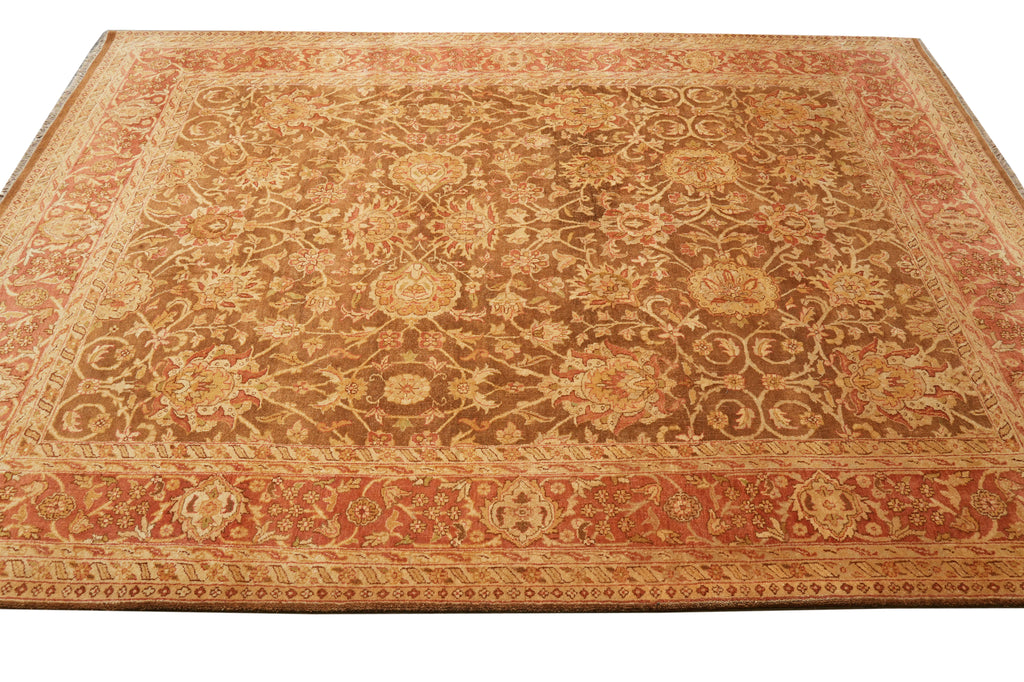 9 x 12 Unique Hand-knotted Quality Rug Natural Wool Brown Rust #F-4379