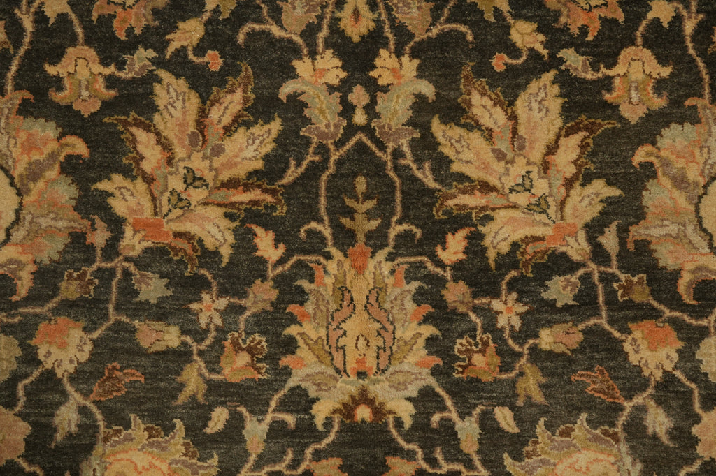 5.7 x 8.4 Vegetable Dyed Rug Natural Wool Handmade Ziegler Chobi Peshawar Rug DARK HANNAH GREEN - India #PIX-17997