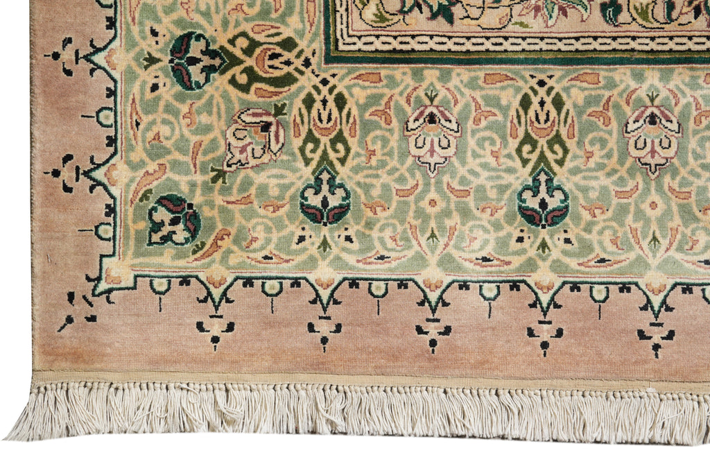 9 x 12.6 High Quality Hand-Knotted Pakistan Rug Fancy Details Green Dom #F-4381