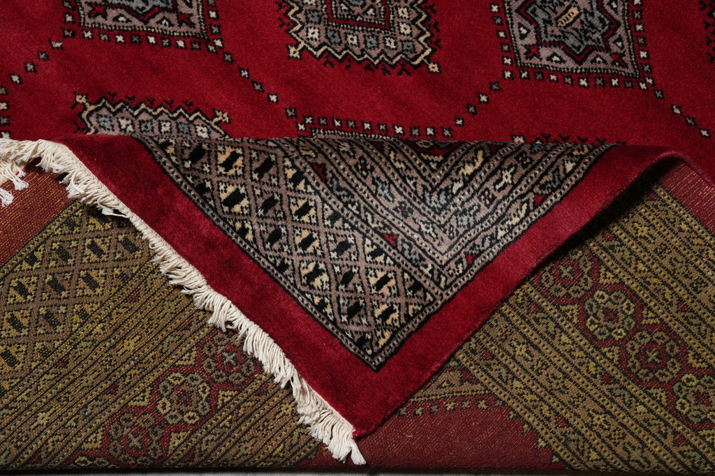6.9 x 9 Jaldar Diamond Bokara Pattern Handmade Pakistan Rug #F-4611