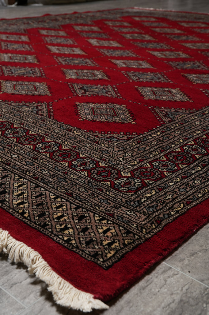 6.9 x 9 Jaldar Diamond Bokara Pattern Handmade Pakistan Rug #F-4611