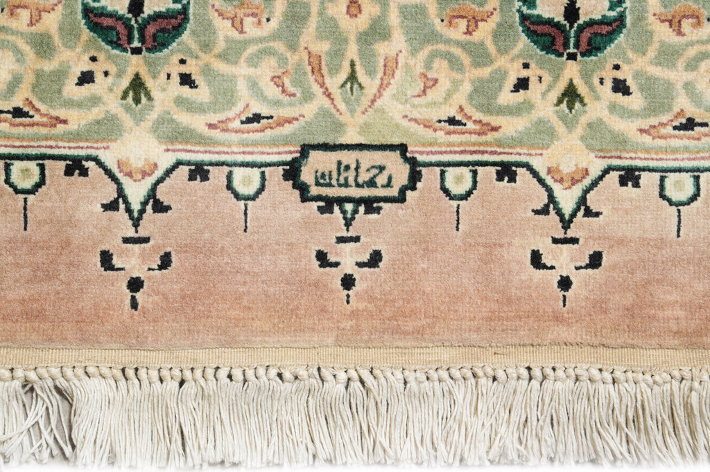9 x 12.6 High Quality Hand-Knotted Pakistan Rug Fancy Details Green Dom #F-4381