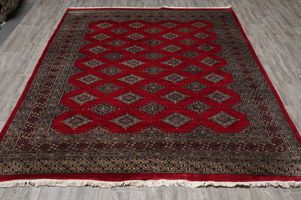 6.9 x 9 Jaldar Diamond Bokara Pattern Handmade Pakistan Rug #F-4611