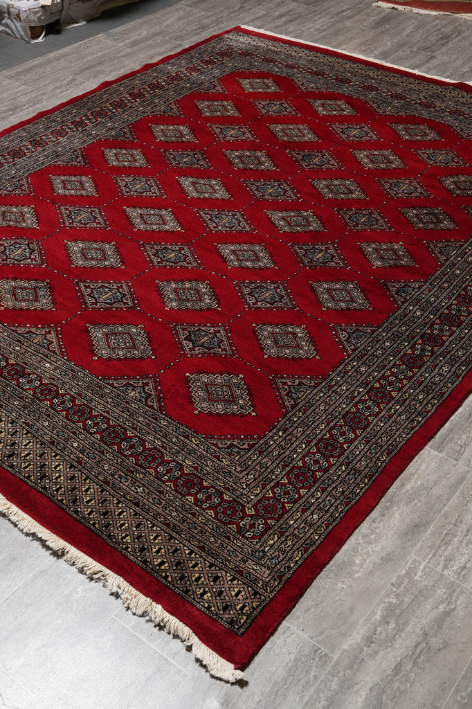 6.9 x 9 Jaldar Diamond Bokara Pattern Handmade Pakistan Rug #F-4611
