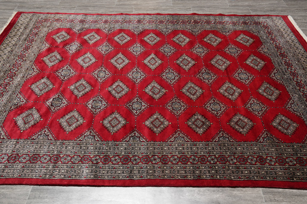 6.9 x 9 Jaldar Diamond Bokara Pattern Handmade Pakistan Rug #F-4611