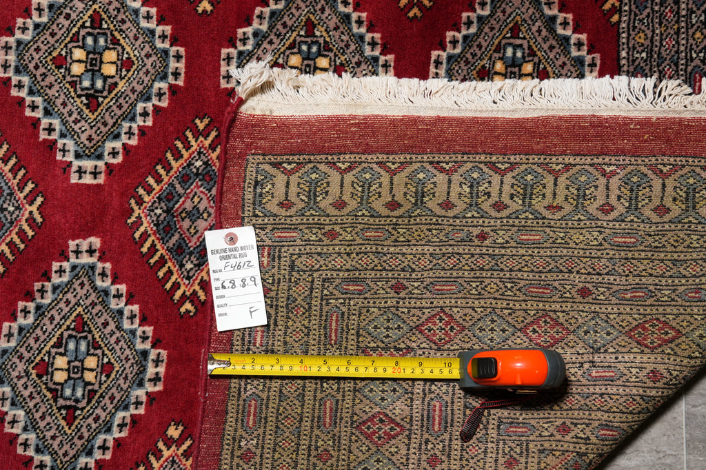 6.8 x 8.9 Jaldar Bokhara Rug Handmade Pakistan #F-4612