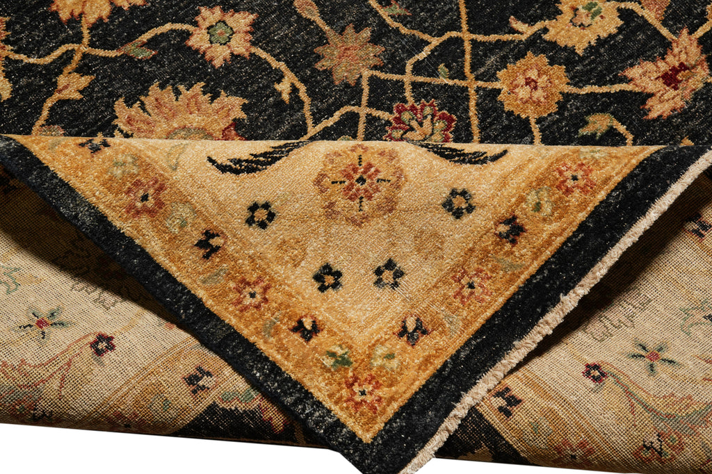 9 x 11.5 Quality Zigler Chobi Peshawar Rug Natural Charcoal Black Gold #PIX-804-97
