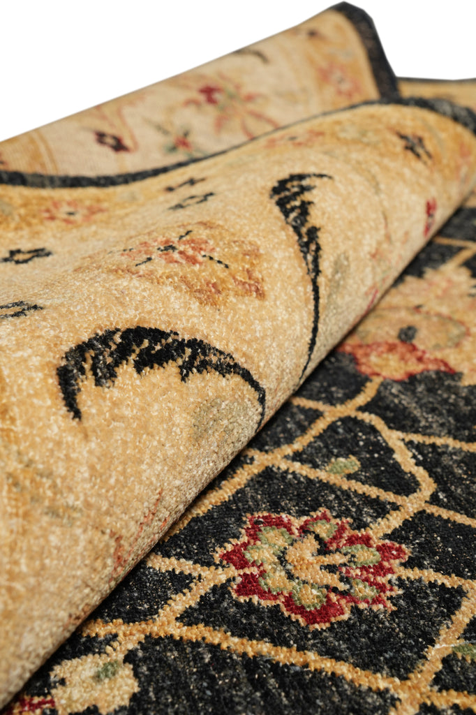 9 x 11.5 Quality Zigler Chobi Peshawar Rug Natural Charcoal Black Gold #PIX-804-97