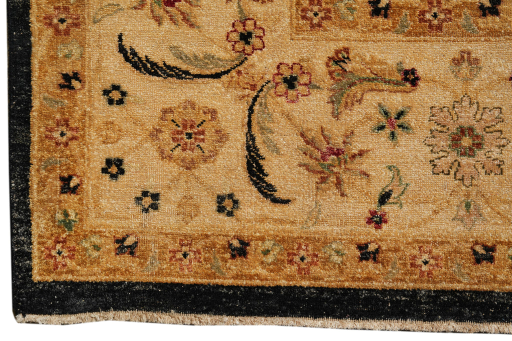 9 x 11.5 Quality Zigler Chobi Peshawar Rug Natural Charcoal Black Gold #PIX-804-97
