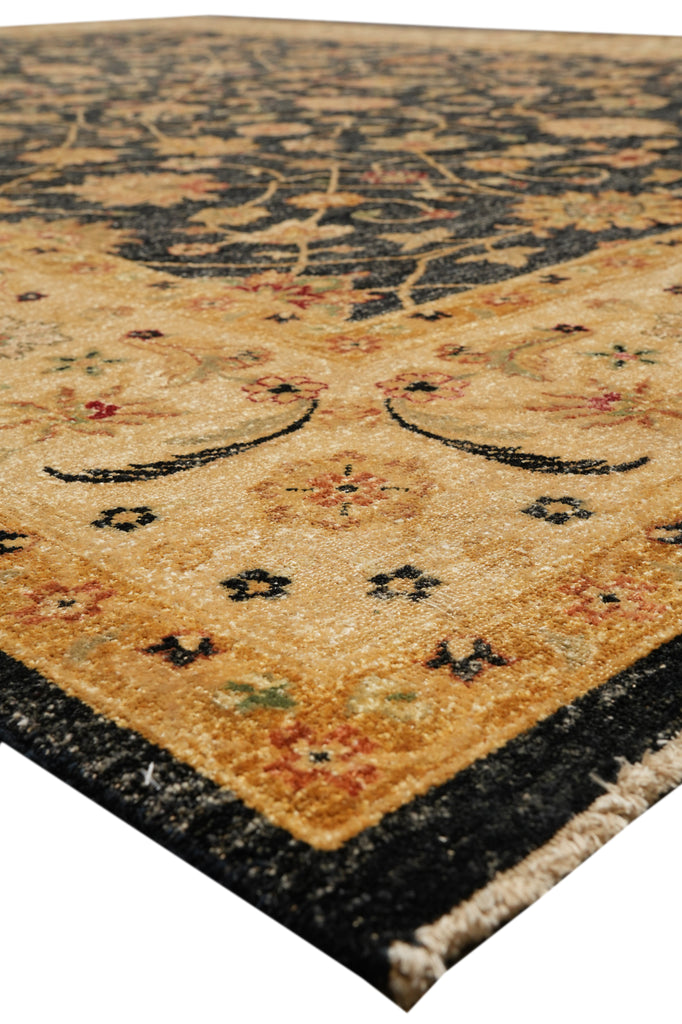 9 x 11.5 Quality Zigler Chobi Peshawar Rug Natural Charcoal Black Gold #PIX-804-97