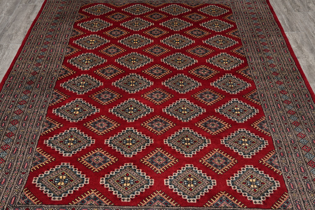 6.8 x 8.9 Jaldar Bokhara Rug Handmade Pakistan #F-4612