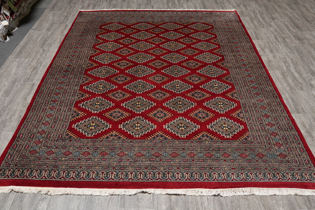 6.8 x 8.9 Jaldar Bokhara Rug Handmade Pakistan #F-4612