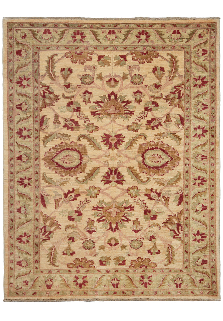 5 x 6.6 Natural Wool Hand-Knotted Chobi Peshawar Rug - Pakistan #PIX-1795