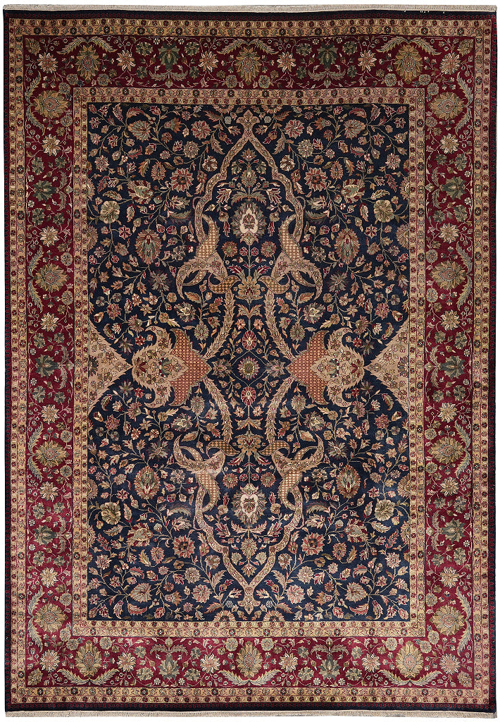 9 x 12.3  Fine Natural Wool Dark Blue Quality Handmade Jaipur Rug 