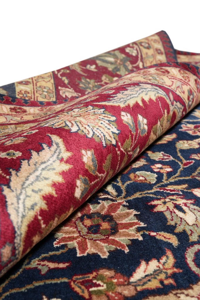 9 x 12.3  Fine Natural Wool Dark Blue Quality Handmade Jaipur Rug #PIX-9099