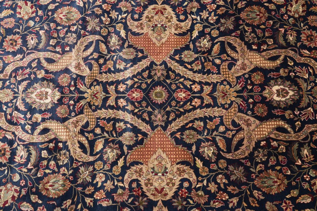 9 x 12.3  Fine Natural Wool Dark Blue Quality Handmade Jaipur Rug #PIX-9099