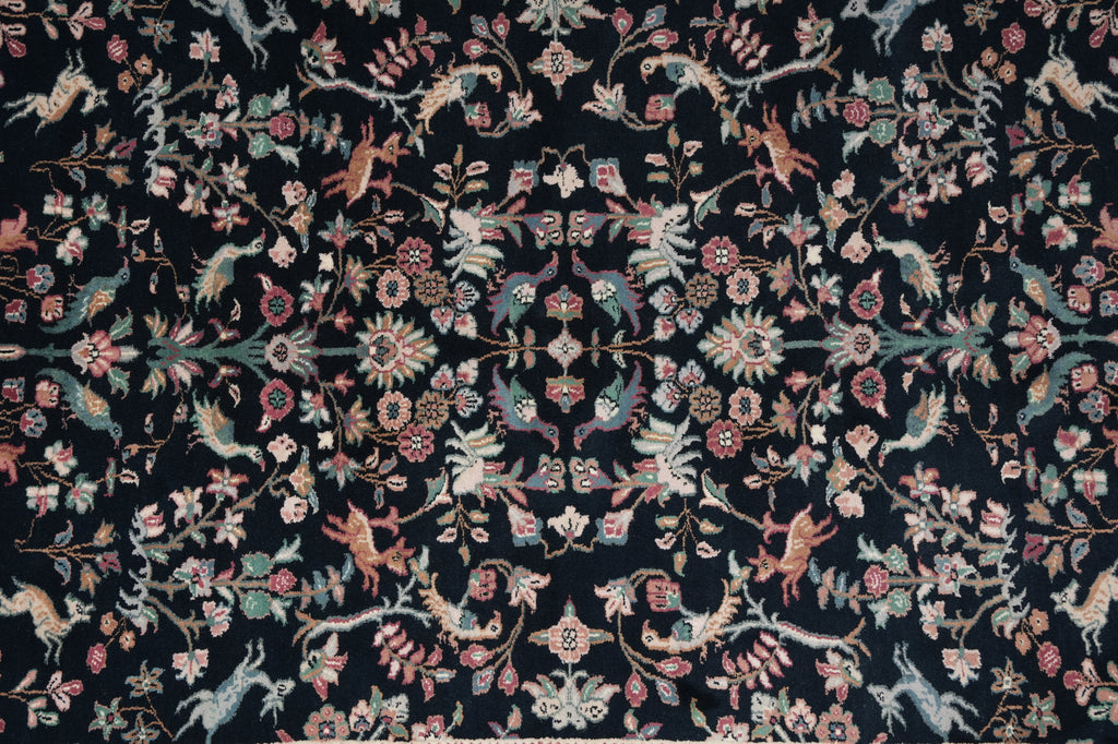 5.8 x 7.7 Hunting Paradise Handmade Wool Rug Black #F-5759