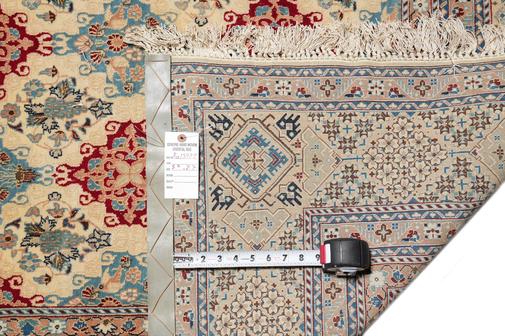 5 x 8.7 Fine Persian Nain Wool And Silk  Rug 6 La 500 KPSI #PIX-15979
