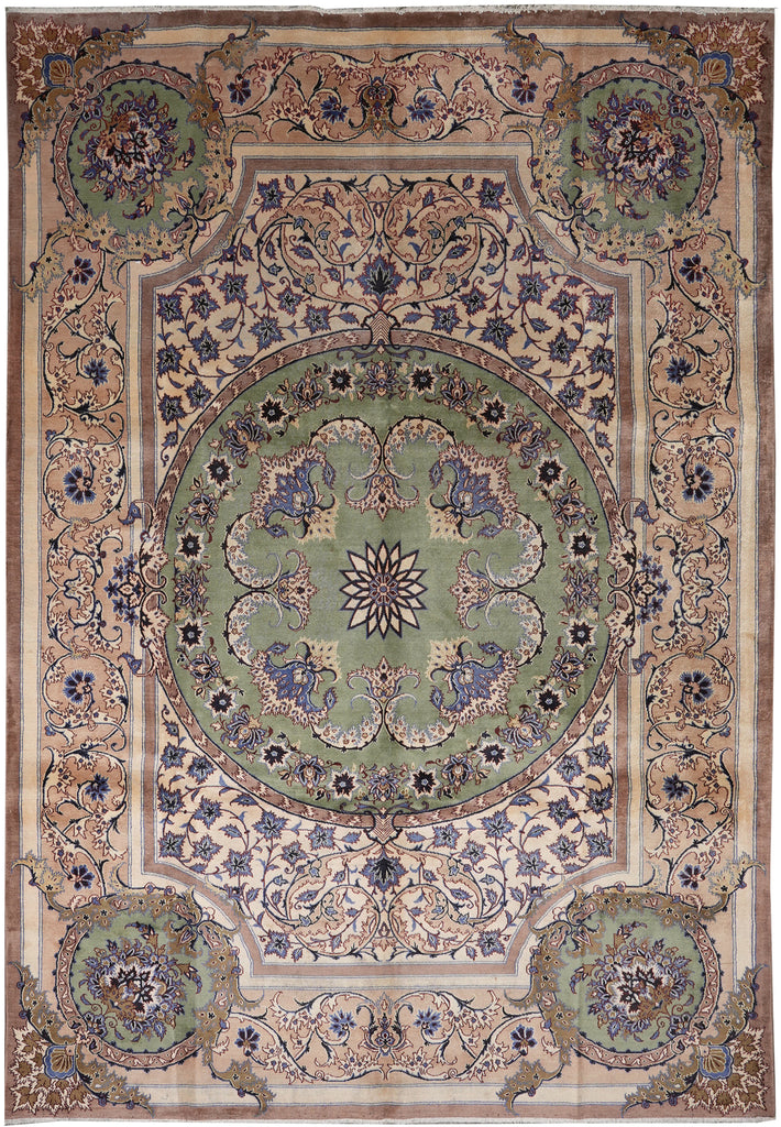 9.9 x 13.6 Unusual French Aubusson Persian Kashan Rug Iran