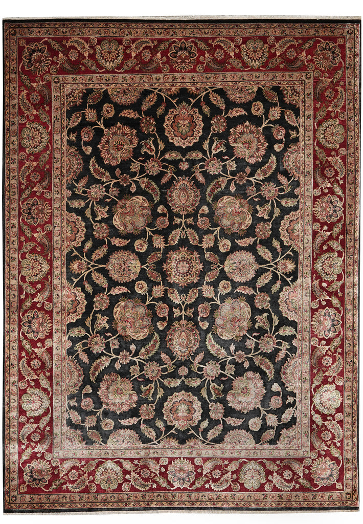 9 x 12 Dense Lustrous Wool Black Burgundy  Quality Jaipour Rug