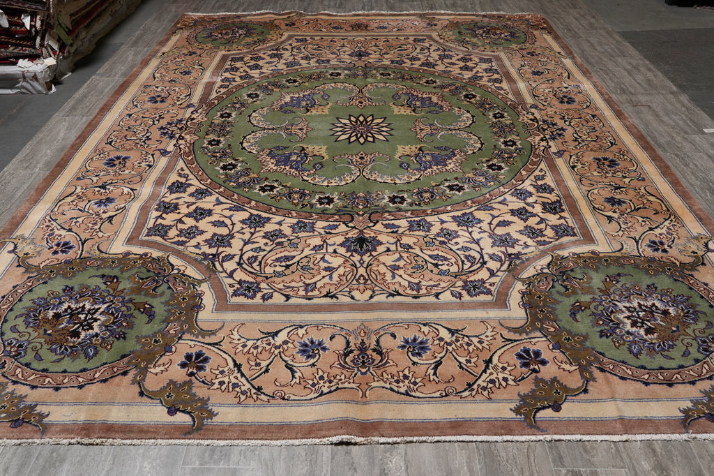 9.9 x 13.6 Unusual French Aubusson Persian Kashan Rug Iran #S10-3353