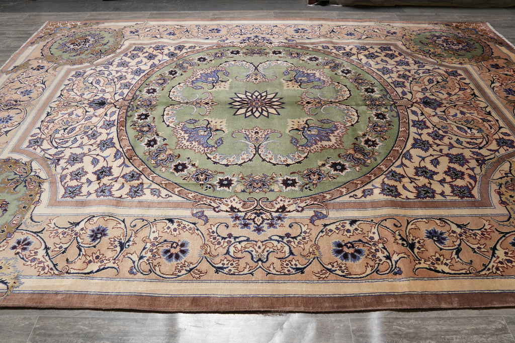 9.9 x 13.6 Unusual French Aubusson Persian Kashan Rug Iran #S10-3353