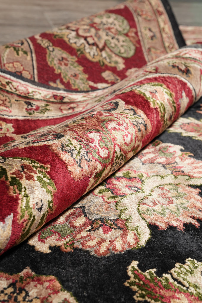9 x 12 Dense Lustrous Wool Black Burgundy  Quality Jaipour Rug #PIX-10197