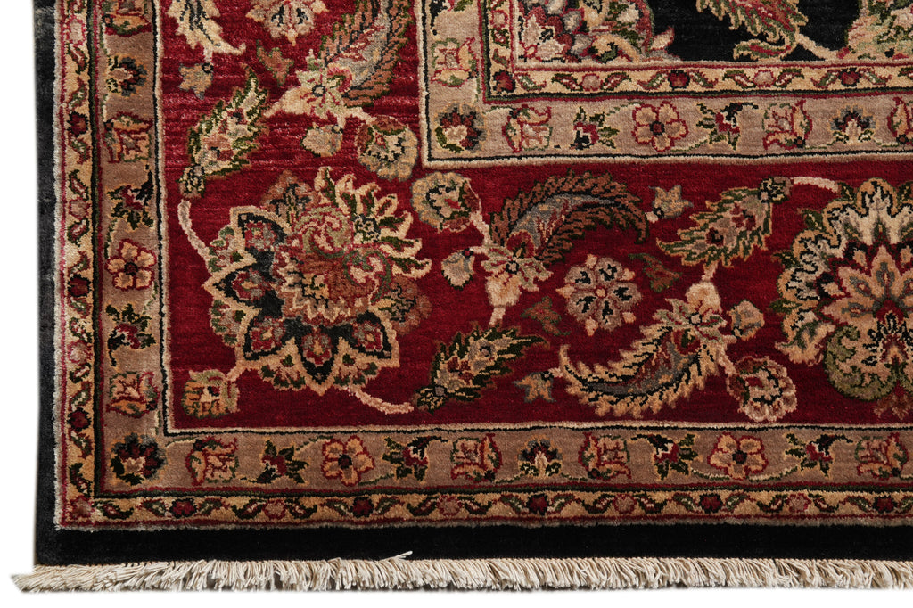 9 x 12 Dense Lustrous Wool Black Burgundy  Quality Jaipour Rug #PIX-10197