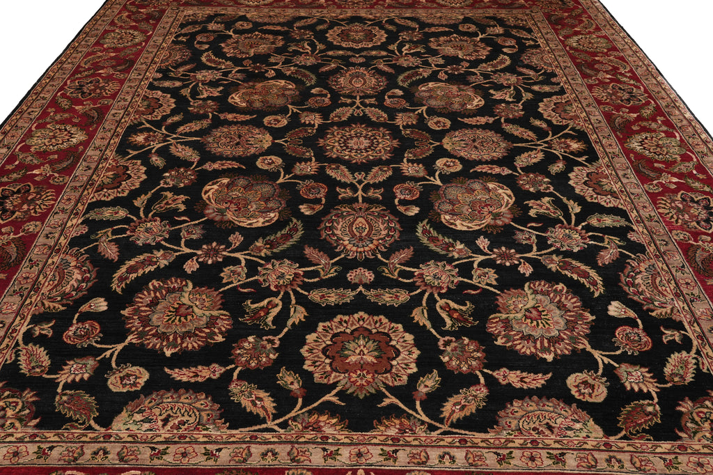 9 x 12 Dense Lustrous Wool Black Burgundy  Quality Jaipour Rug #PIX-10197