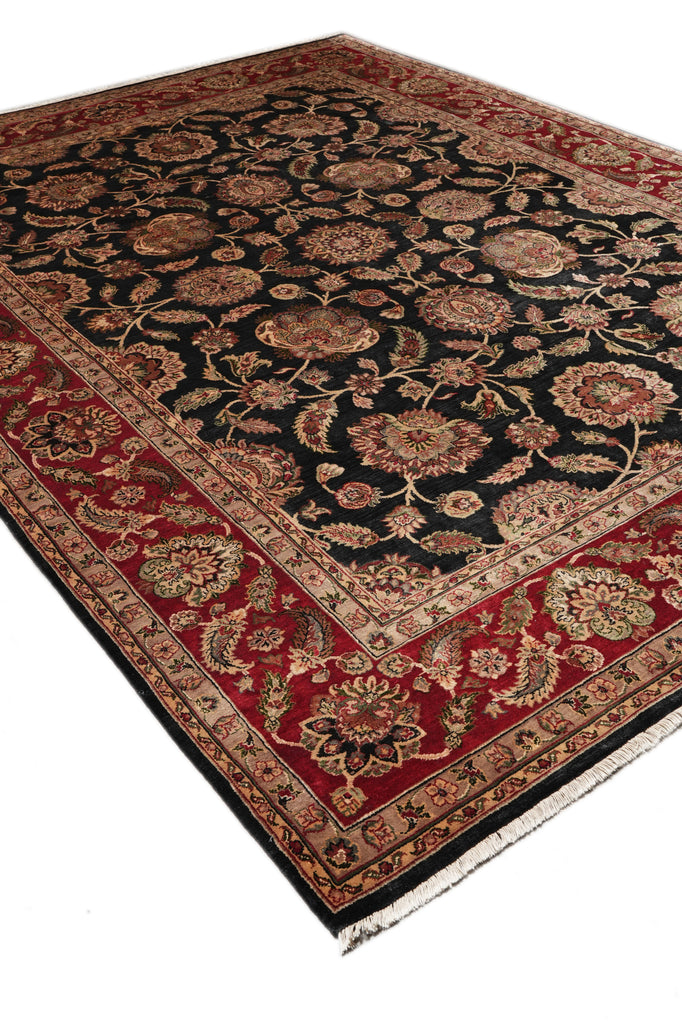 9 x 12 Dense Lustrous Wool Black Burgundy  Quality Jaipour Rug #PIX-10197