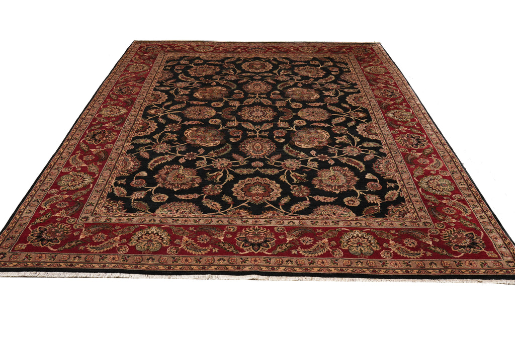 9 x 12 Dense Lustrous Wool Black Burgundy  Quality Jaipour Rug