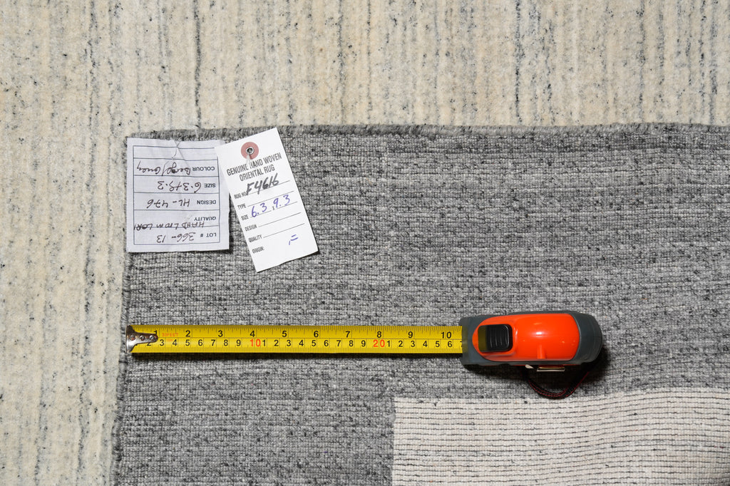 6.3 x 9.3 Plain Gray Wool Handmade Contemporary Rug #F-4616