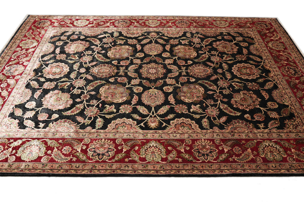 9 x 12 Dense Lustrous Wool Black Burgundy  Quality Jaipour Rug #PIX-10197