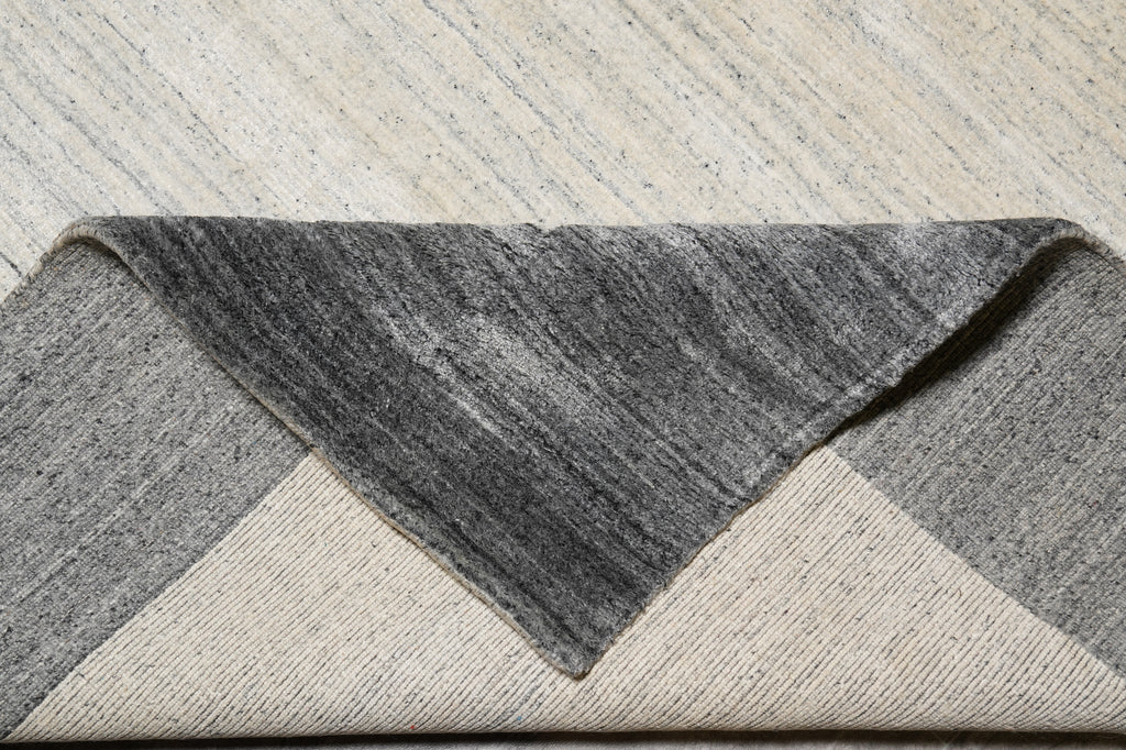 6.3 x 9.3 Plain Gray Wool Handmade Contemporary Rug #F-4616