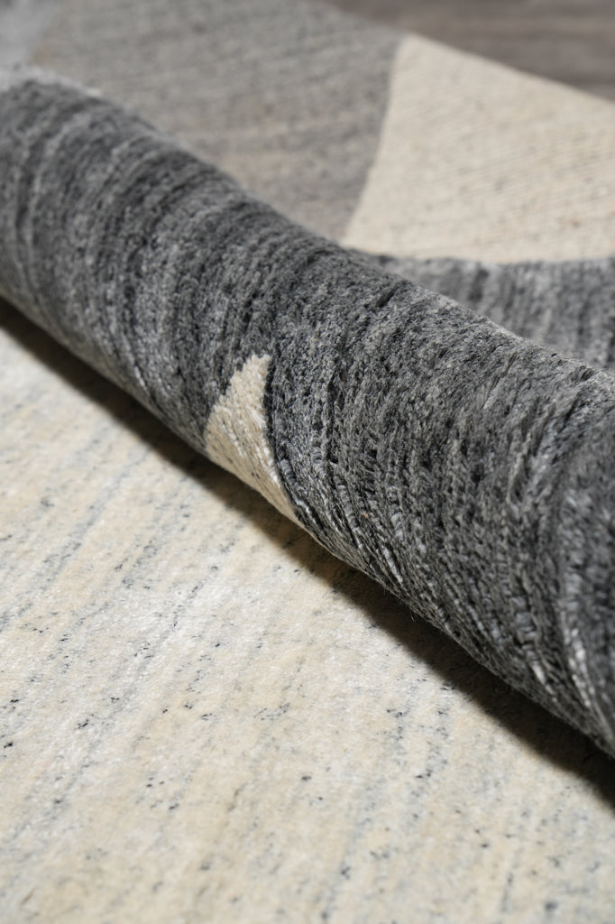 6.3 x 9.3 Plain Gray Wool Handmade Contemporary Rug #F-4616