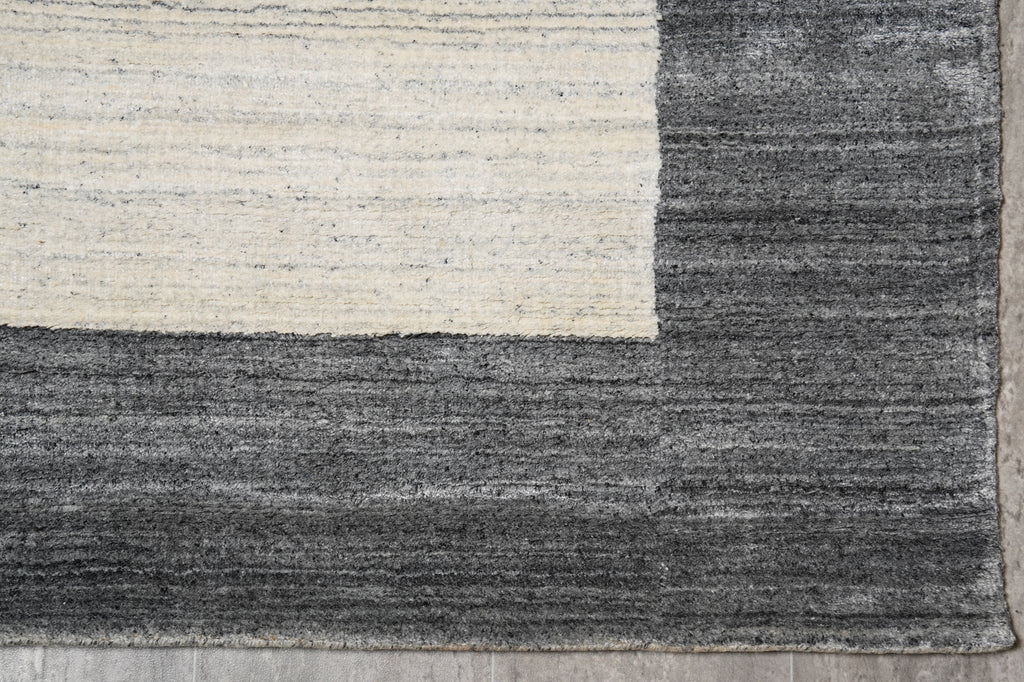 6.3 x 9.3 Plain Gray Wool Handmade Contemporary Rug #F-4616