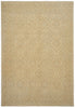 Load image into Gallery viewer, A square area rug in a warm beige color with a subtle, tonal geometric medallion pattern.