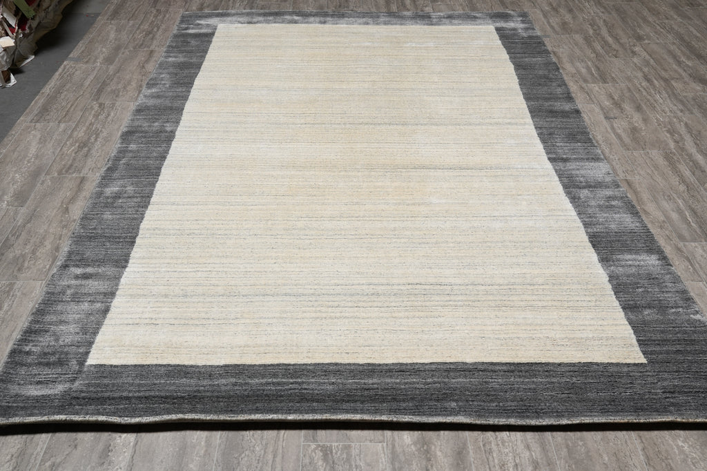 6.3 x 9.3 Plain Gray Wool Handmade Contemporary Rug #F-4616