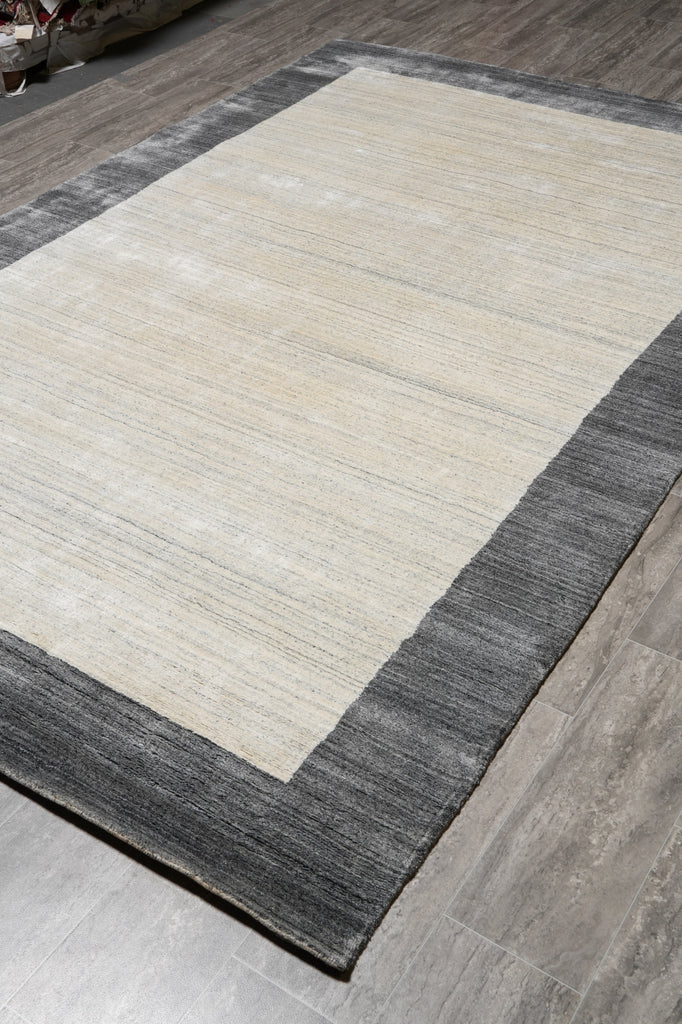 6.3 x 9.3 Plain Gray Wool Handmade Contemporary Rug #F-4616