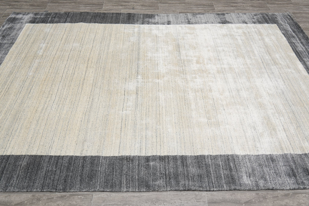 6.3 x 9.3 Plain Gray Wool Handmade Contemporary Rug #F-4616