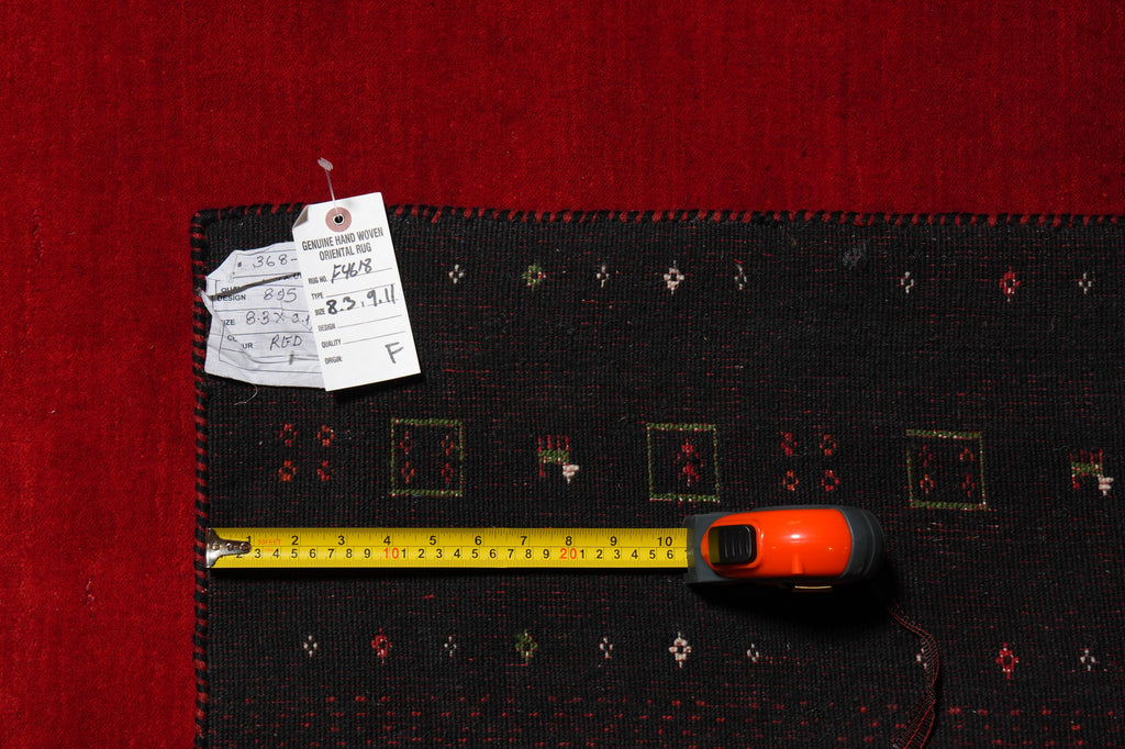 8 x 10 Red Green Gabbeh Contemporary Handmade Wool Rug Christmas Sale #F-4618