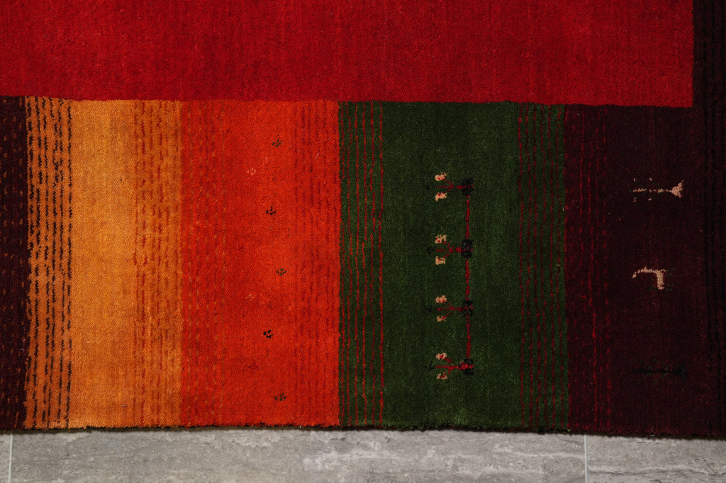 8 x 10 Red Green Gabbeh Contemporary Handmade Wool Rug Christmas Sale #F-4618