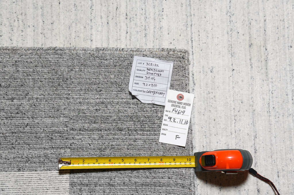 9 x 12 Contemporary Wool Handmade Gray Rug #F-4619