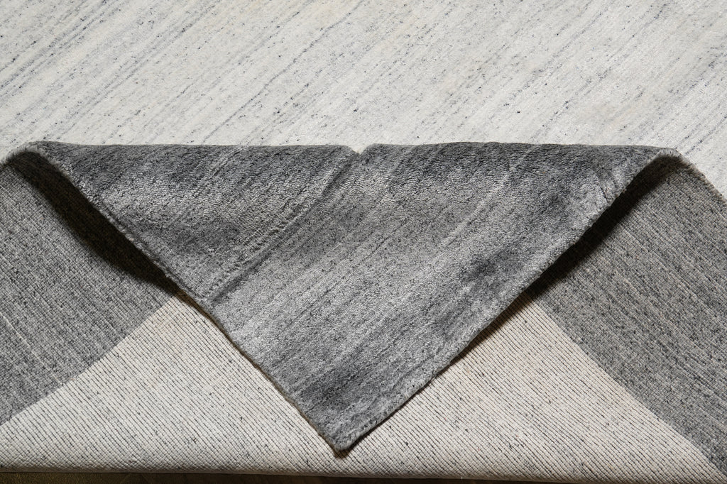 9 x 12 Contemporary Wool Handmade Gray Rug #F-4619
