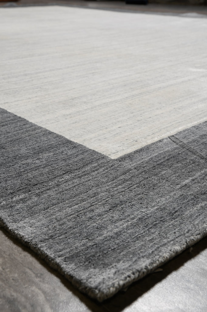 9 x 12 Contemporary Wool Handmade Gray Rug #F-4619