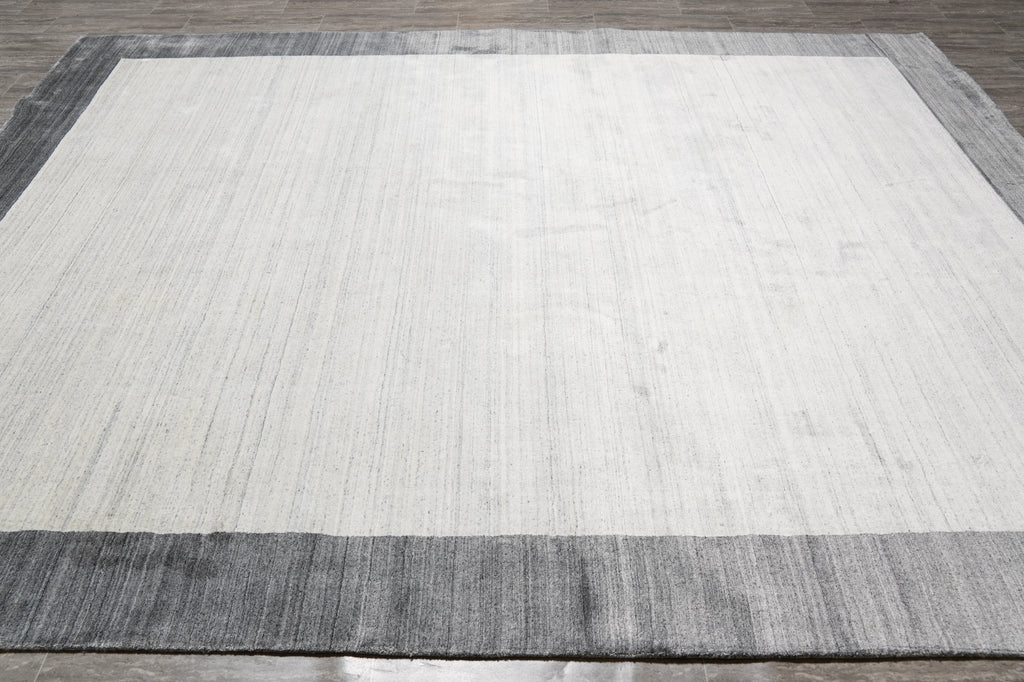 9 x 12 Contemporary Wool Handmade Gray Rug #F-4619