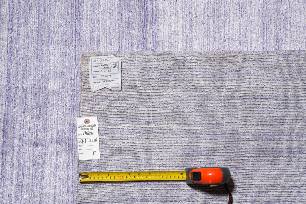 9 x 12 Lavander Plain Color Modern Wool Handmade Rug #F-4620